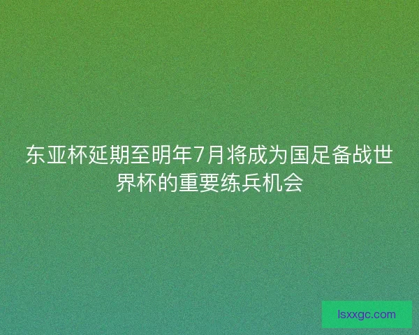 东亚杯延期至明年7月将成为国足备战世界杯的重要练兵机会