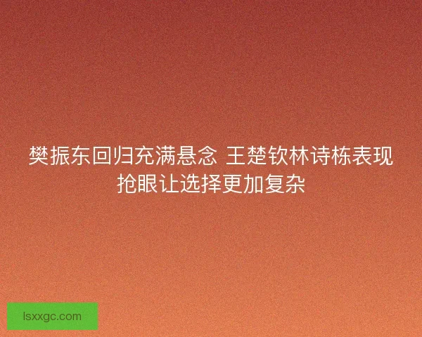 樊振东回归充满悬念 王楚钦林诗栋表现抢眼让选择更加复杂